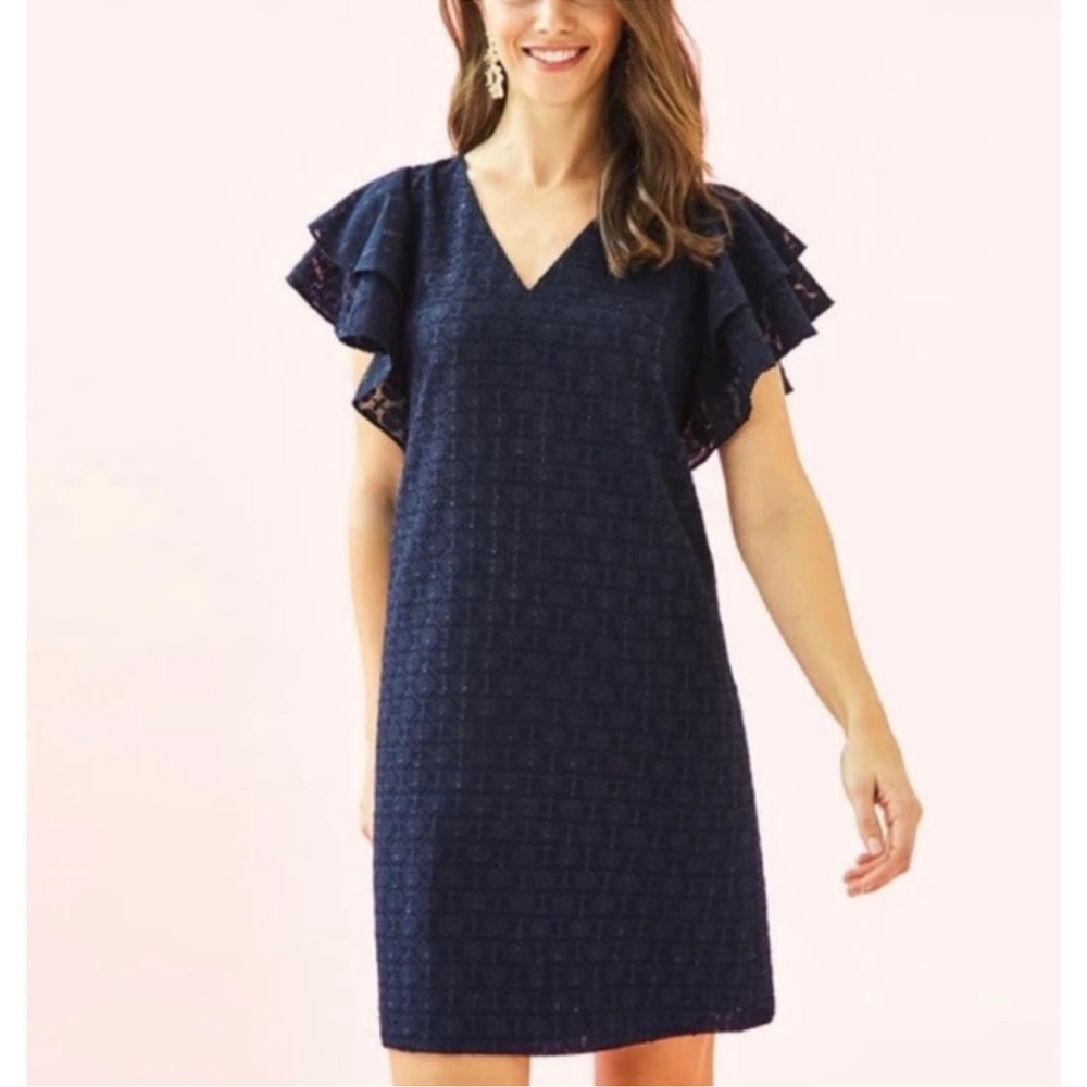 NWT Lilly Pulitzer Kathie‎ True Navy Tanzanian clip Midi Dress
Size 2